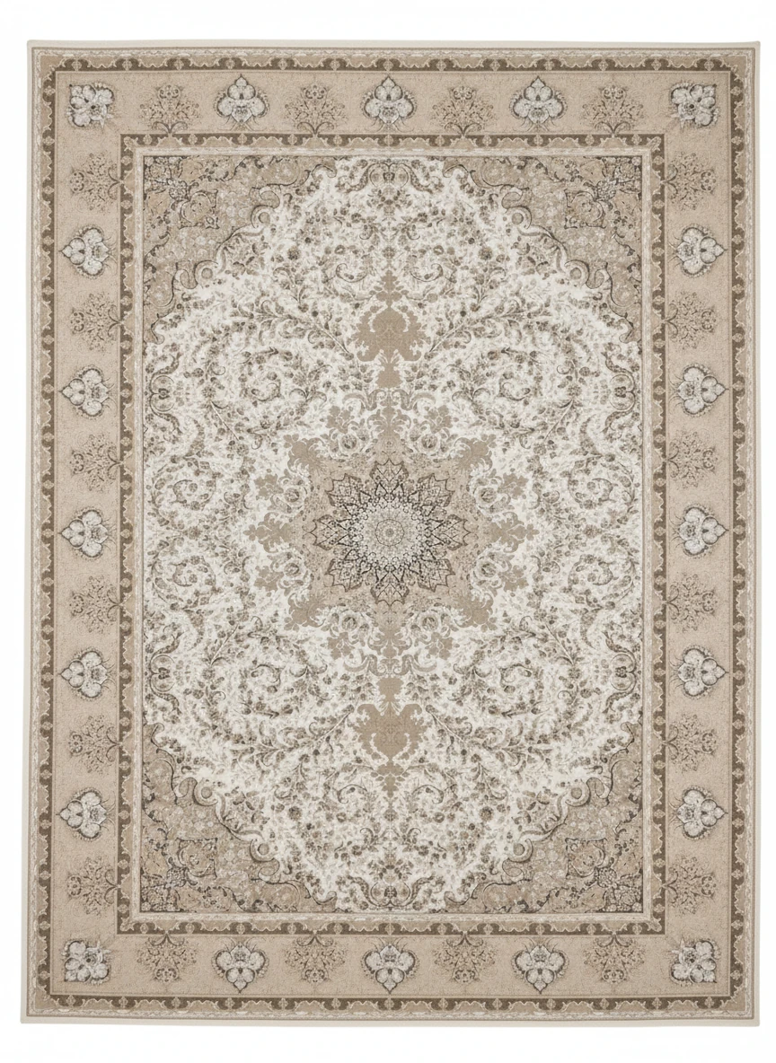 فرش ماشینی ۱۲۰۰ شانه طرح کلاسیک (ترنج مرکزی)