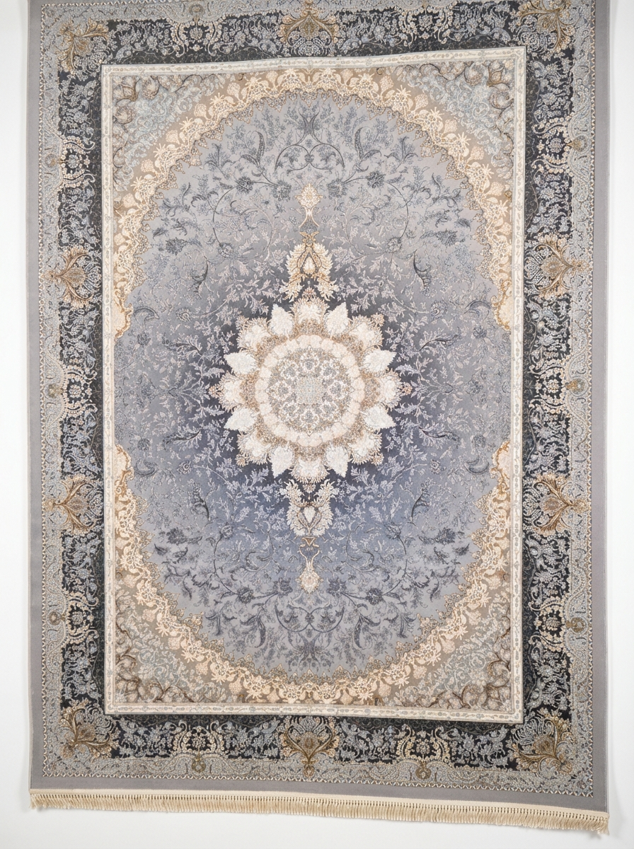 فرش ماشینی ۱۲۰۰ شانه طرح ترنج سفید