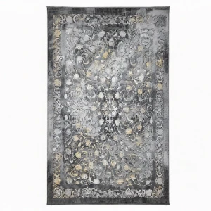 فرش ماشینی ۱۲۰۰ شانه طرح کلاسیک مدرن طوسی تیره