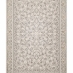 فرش ماشینی ۱۲۰۰ شانه طرح گل‌دار کلاسیک طوسی